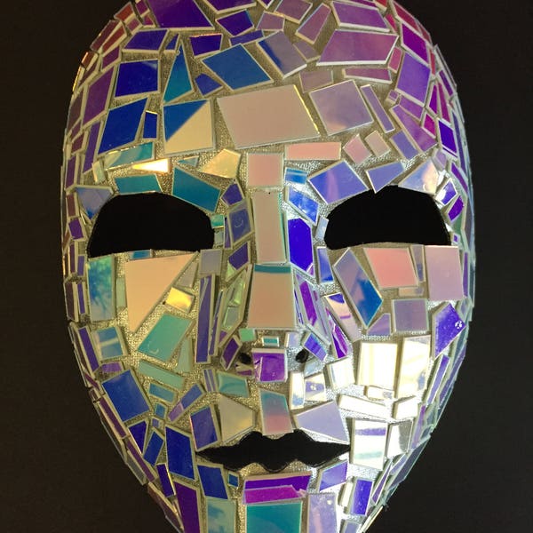 Small Shattered Iridescent Mirror Mask Full Face