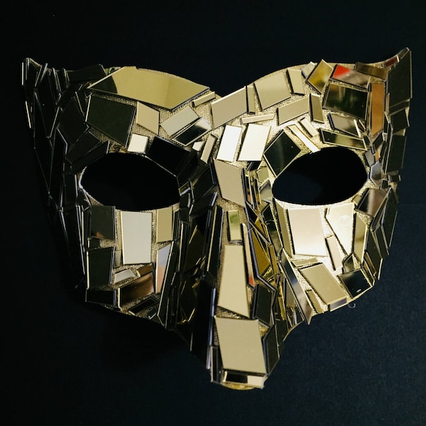 Traditional Venice Venetian Carnival Luxury Shattered Gold Mirror Mask