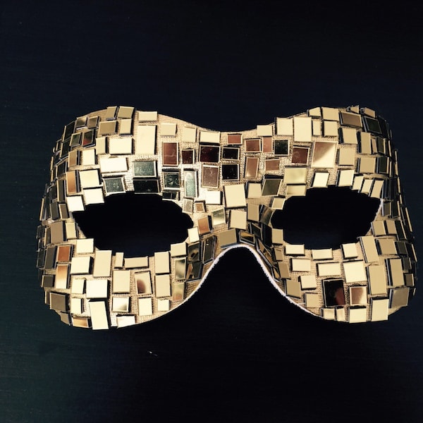 Gold Gaga Curve Halloween Masquerade Mosaic style Mirror Mask