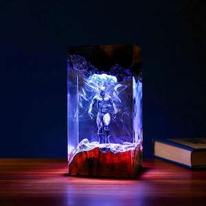 Black Pan.ther Lamp, Resin LED Night Light, Superhero Decor, Wa.kan.da Gift, Handmade Comic Fan Lamp, Hero Room Display Light