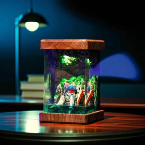 Gun.dam Lamp, Resin LED Night Light, Mecha Anime Gift, Handmade Otaku Display, Sci-Fi Robot Room Light
