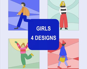 Kinusaiga Patterns - 4 Designs - 15x15cm - Girls (PDF)
