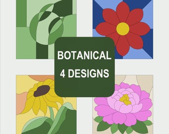Kinusaiga Patterns - 4 Designs - 15x15cm - Botanical (PDF)