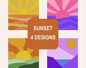 Kinusaiga Patterns - 4 Designs - 15x15cm - Sunset (PDF)