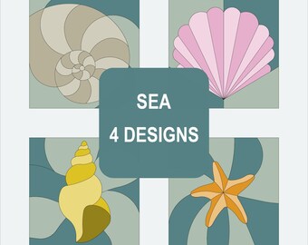 Kinusaiga Patterns - 4 Designs - 15x15cm - Sea (PDF)