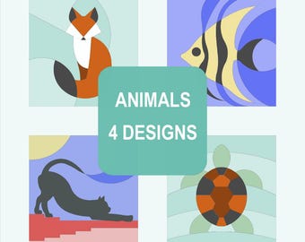 Kinusaiga Patterns - 4 Designs - 15x15cm - Animals (PDF)