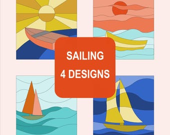 Kinusaiga Patterns - 4 Designs - 15x15cm - Sailing (PDF)