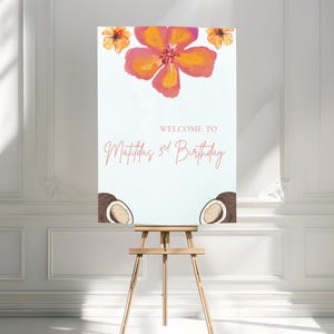 Tropical Birthday Welcome Sign | Editable Luau Party Sign | Instant Download | Tropical Theme