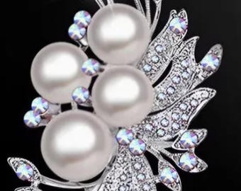Broche de perlas y diamantes de imitación – Accesorio de solapa nupcial de estilo vintage