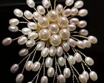 Spilla a forma di fuoco d'artificio con perle – Elegante spilla a stella, accessorio di tendenza con perle sintetiche per donna