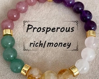 Pulsera de citrino, ojo de tigre y amatista – Pulsera de cuentas con piedras preciosas de la buena suerte para mujer