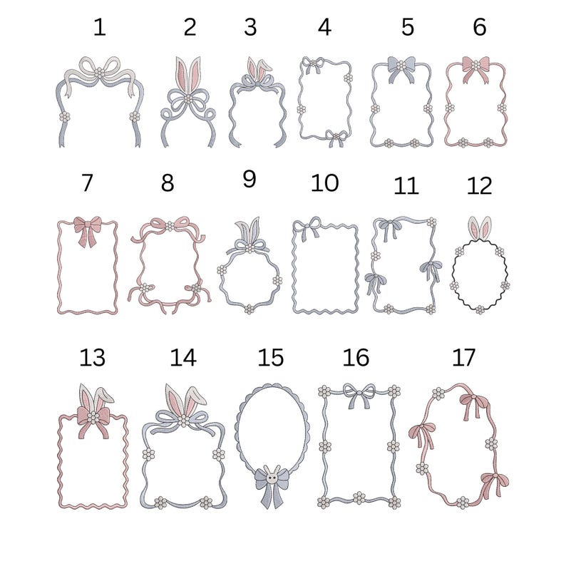 Ears Border Frame Pink Bow With Bunny Ears Frame Embroidery Design Bundle, Easter ...