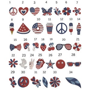 Paquete de minidiseños de bordado del 4 de julio, 250 diseños de bordado del aniversario: Paquete de diseños del Día de la Independencia de EE. UU. (Archivos de descarga instantánea) imagen 3