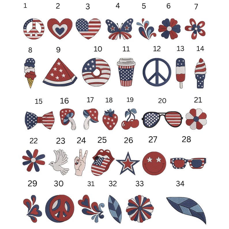 Paquete de minidiseños de bordado del 4 de julio, 250 diseños de bordado del aniversario: Paquete de diseños del Día de la Independencia de EE. UU. (Archivos de descarga instantánea) imagen 3