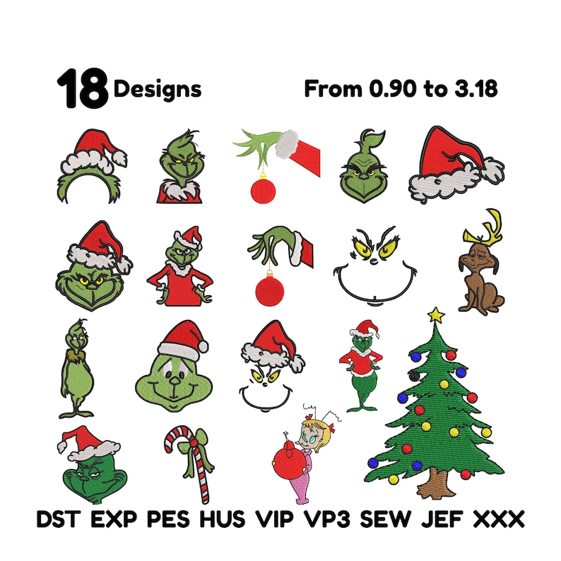 Grinch Embroidery Design Bundle-christmas Embroidery Bundle Christmas ...