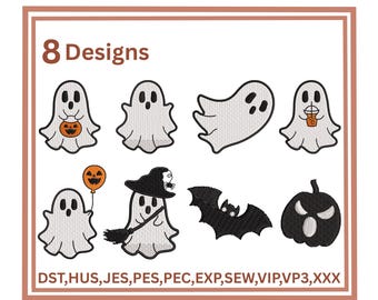 Ghost Bundle Embroidery Design Cute Ghost Embroidery Design Halloween Embroidery Design Halloween bundle Spooky Ghost Embroidery Design