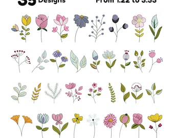 Wildblumen Wiese, Maschinenstickerei, Cottagecore Wildblumen, Wildblumen Stickerei, Maschinenstickerei