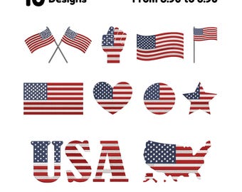 Paquete de diseños para el Día de la Independencia de EE. UU., paquete de mini diseños de bordado para el 4 de julio, 250 aniversario: bordado americano (archivos de descarga instantánea).