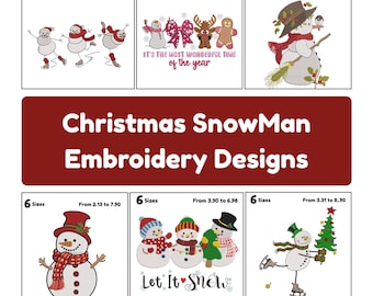 Snowman Bundle Embroidery Design Folk Art Christmas Snowman Embroidery Designs Pack Christmas Embroidery Designs Winter Snowman Embroidery