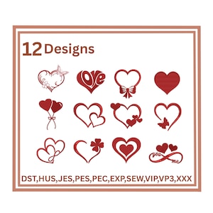 Herzen Stickdatei, kleine Herzen Stickdatei, Maschinenstickerei Herzform Stickerei Mini Valentinstag Stickdatei Stickdatei