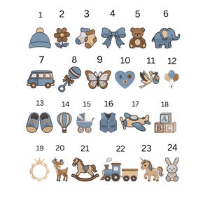 Blue Baby Shower Set Embroidery Bundle, Teddy Bear Baby Toy Rocking Horse File,Nursery Decor for Newborn Embroidery File, Instant Download image 5