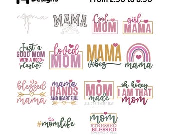 Mama Embroidery designs Bundle,Motherhood Machine Embroidery Files Mothers Day Embroidery Design,Cute Script Mama Digital Download