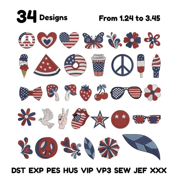 4th of July Mini Embroidery Designs Bundle,250 Anniversary embroidery designs: USA Independence Day Designs Bundle (Instant Download Files)