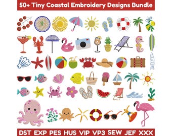 Sea Animals Embroidery Designs bundle,Coastal Fisherman Sea Embroidery,Sea Flowers,Ocean Animals,Beach Embroidery bundle Italian Summer Emb