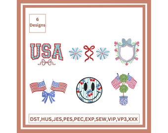 4th of July Big Machine Embroidery Design Bundle, Mini Patriotic Designs Independence Day Embroidery Designs bundle America flag Embroidery