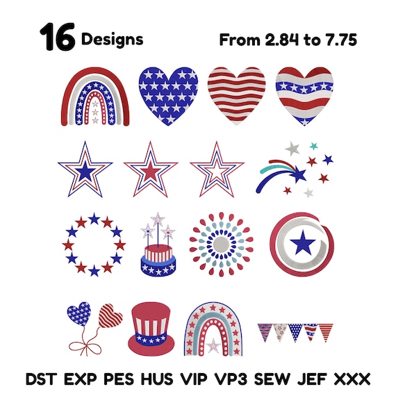 4th of July Mini Embroidery Designs Bundle,250 Anniversary embroidery desings: USA Independence Day Designs Bundle (Instant Download Files)