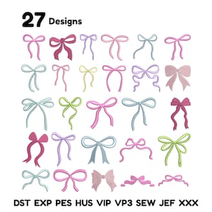SET OF Bow Embroidery Designs Classic Bow Embroidery design Cute mega Embroidered Bow bundle - Ribbon Tie Bow Designs Simple bow embroidery