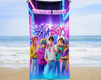 Personalized  Kpop HUNTRIX Saja Boys Microfiber Beach Towel, Kpop Saja Boys Towel, Custom Name, Gift for Anime Fan, Kids Gift, Birthday Gift