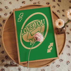 Poster retrò "Love You More" con carta invertita "Uno Reverse", regalo per la persona amata, regalo fantastico, arte murale con carte da gioco retrò, poster vintage retrò