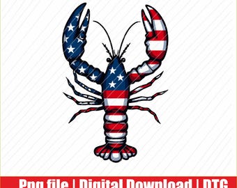 USA Flag Crawfish Season 4th Of July Crawfish Boil Party Png | Digital Download | DTG & DTF Ready for T-Shirts, Print