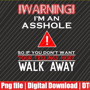 Varning, jag är en idiot, Png | Digital nedladdning | DTG och DTF redo för T-shirts, tryck