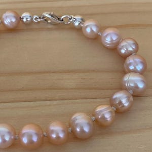 Natural Pink Pearl Bracelet – 18 cm Handmade Sterling Silver Clasp