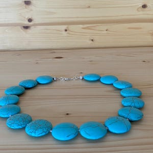 Turquoise Statement Necklace, Chunky Gemstone Jewelry, Bold Blue Beaded Necklace