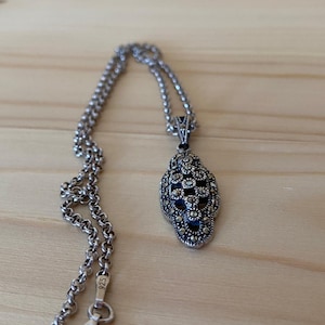 Vintage Marcasite Sterling Silver Necklace – Unique Design with 40 cm Chain