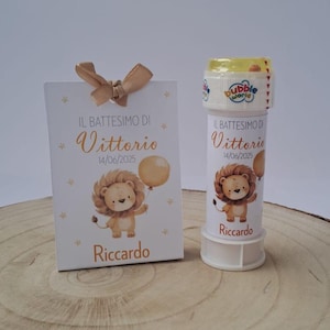 Bolle di sapone e Scatola con busta portaconfetti Battesimo, Prima Comunione, Cresima, Matrimonio, personalizzabile, elegante