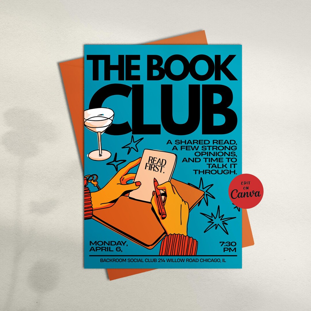 Writers Club Invitation Template | Editable Book-club Invite ...