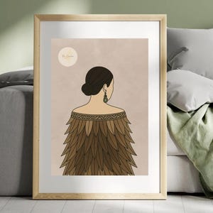 Māori Woman Wearing Korowai, Digital Art Print, Wāhine Māori Portrait, Indigenous Aotearoa Wall Art (PDF, PNG, JPG)