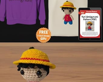 Padrão de crochê para amigurumi do Luffy: chaveiro de anime One Piece (download em PDF)