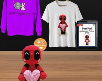 Deadpool Amigurumi Crochet Pattern: Superhero Doll PDF + T-Shirt Design