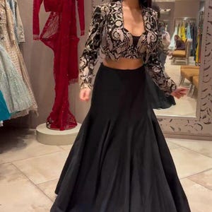 Pakistani Designer Readymade Georgette Kurta with Sequence Work, Lehenga and Dupatta Set, Beautiful 3 piece Partywear/Wedding Lehenga