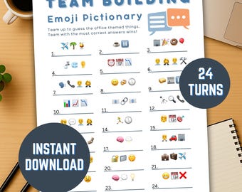 Team Building Emoji Game Printable, Fun Office Themed Interactive Work Game PDF for Coworkers, Digital Instant Download Office Game