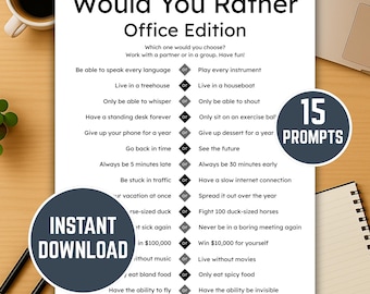 Would You Rather Team Building Game Printable, Office Icebreaker Printable, Fun Workplace Activity for Coworkers and Corporate Events