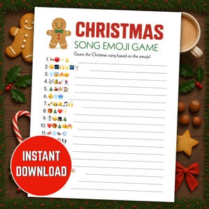 Christmas Song Emoji Game Printable, Guess the Holiday Song Party Game, Fun Holiday Game Night Activity, Digital Download Music Quiz