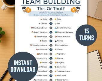 Team Building This Or That Game, Office This Or That, Team Building game, Office Icebreaker Game, Get To Know You, Happy Hour Game