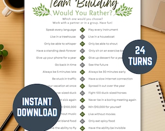 Team Building Would You Rather Game Printable, Office Themed Work Game Icebreaker with Cursive, Fun Coworker Office Games, Instant Download