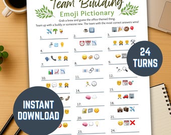 Team Building Emoji Game Printable, Relaxing Office Themed Fun Interactive Work Game PDF for Coworkers, Digital Instant Download Office Game
